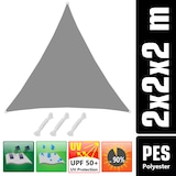 thumbnail of UPF50+ Toldo UV 2x2x2 m Triángulo Poliéster Hidrófugo Vela de Protección Gris