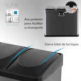 thumbnail of Wellhome - Ökologischer Recyclingbehälter 45 Liter mit 3 Fächern, Farbe Schwarz - 20 Müllbeutel 20L - 58,5x40x46cm