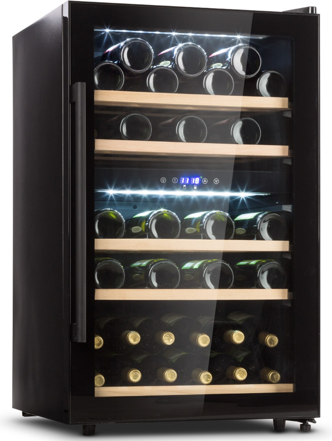 Klarstein Barossa 40 Duo Weinkühlschrank 2 Zonen 41 Flaschen Glastür Touch LED Schwarz