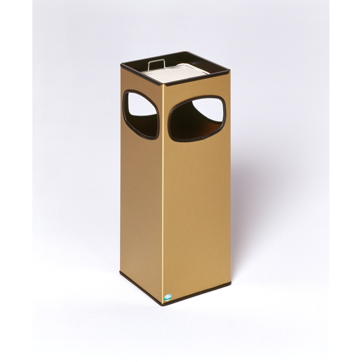 PROREGAL Kombiascher mit Kantenband | 28,8 Liter, HxBxT 66x25x25cm | Messing | Aschereinsatz Stahl | Braun | Mülleimer Aschenbecher Abfalleimer