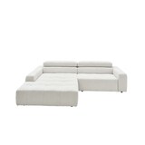 thumbnail of KAWOLA Sofa RENO Ecksofa Feincord weiß mit motorischem Sitzvorzug Longchair links