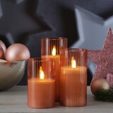 thumbnail of LED Kerze im Glas Windlicht Echtwachs Timer H: 15cm D: 7,5cm rosa