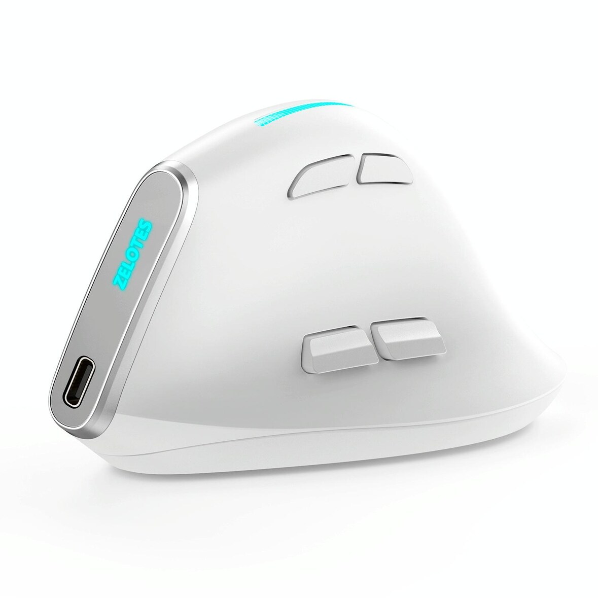 Souris Ergonomique Sans Fil 9 Boutons Avec Prise Verticale Et Lumières RGB Blanc YONIS