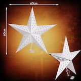 thumbnail of Casaria LED Weihnachtsstern Creme 5 Spitzen Sternmuster Beleuchtet 60 cm Papierstern Weihnachten Weihnachtsdeko Leuchtstern Dekostern Adventsstern