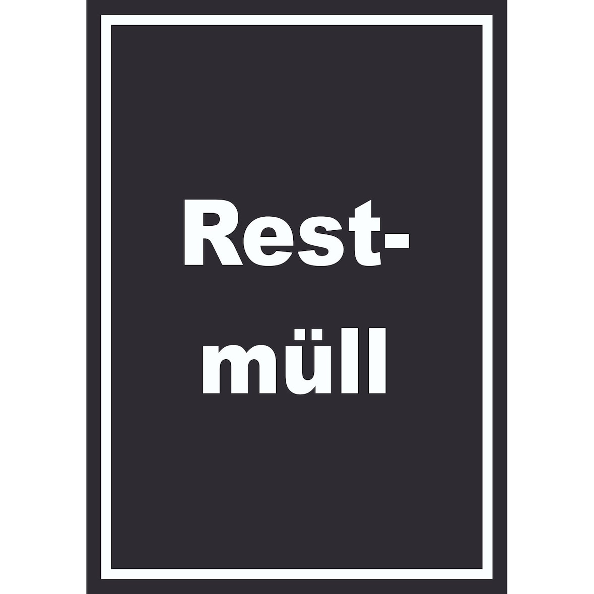 Restmüll Mülltrennung Schild mit Text hochkant A2 (420x594mm)