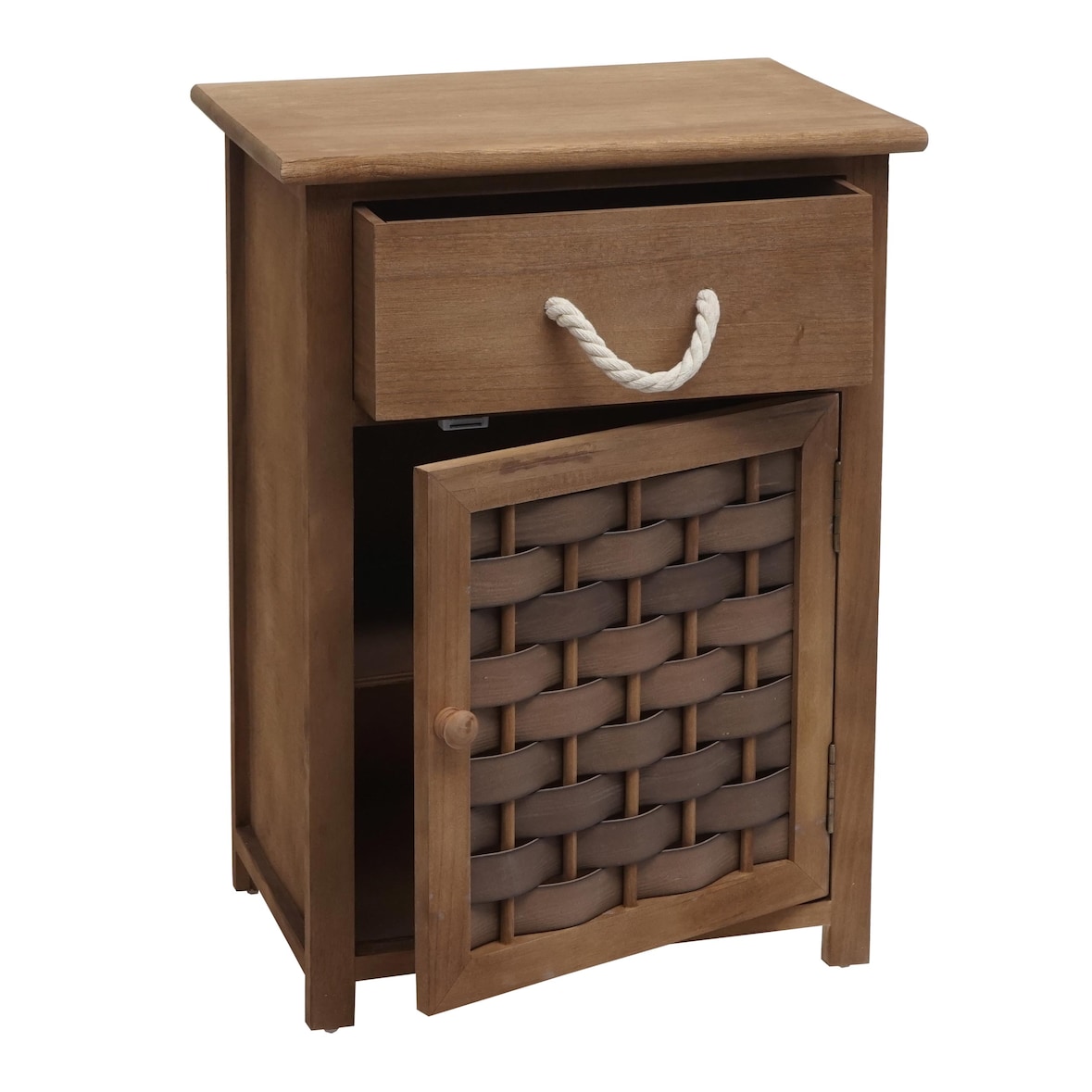 Ladekast HWC-K83, ladekast ladekast, hout 55x39,5x28,5cm ~ donkerbruin, polyrattan donkerbruin