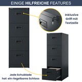 thumbnail of Hängeregisterschrank abschließbar TION - 4 Schubladen mit Schloss | Aktenschrank Büroschrank aus Stahl Metallschrank, 132x46x62cm Anthrazit