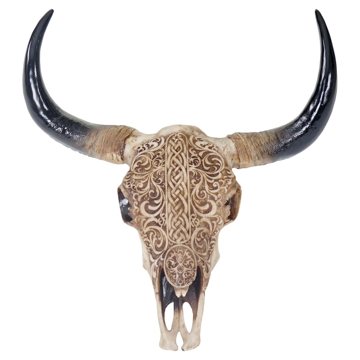 Décoshop26 - Trophée de tête de taureau longhorn crâne décoratif 45cm trophée intérieur extérieur décoration murale 04_0002849