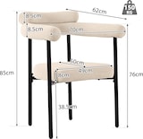thumbnail of Esszimmerstuhl Polsterstuhl Beige 85x70x62 cm ergonomische Rückenlehne breiter Sitz Samtoptik Stuhl mit stabilem Eisenrohrgestell