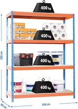 thumbnail of SimonRack Estantería Industrial, 2000x2400x900 mm, 400 kg de Punto Flexión, 4 Estantes Madera, Estantería Garaje, Azul/Naranja/Madera - Simonforte