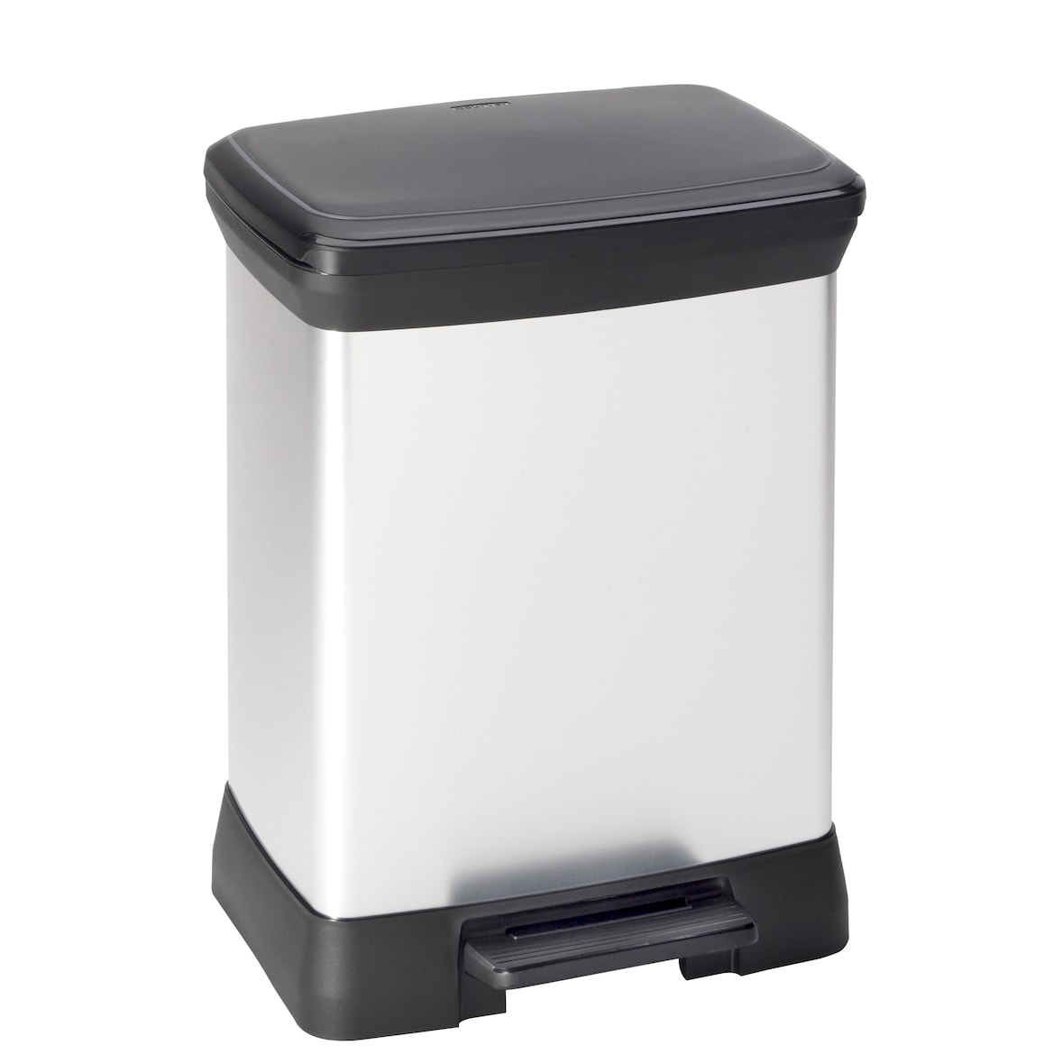Curver Rechthoekige pedaalemmer Decobin 30 ltr - zilver, zwart
