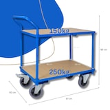 thumbnail of PROREGAL Tischwagen Pro mit 2 Etagen | HxBxT 95x50x97cm | Traglast 400kg | Lichtblau | Transportwagen Handwagen Materialwagen