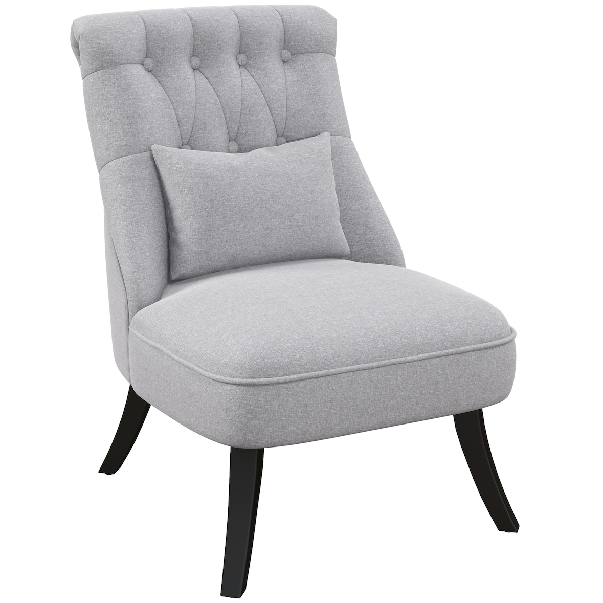 HOMCOM butaca de dormitorio moderna butaca de salón tapizado en lino con cojín y marco de madera sillón para sala de estar gris