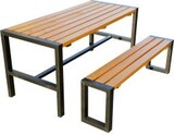 thumbnail of METRO Professional Conjunto mesa y 2 bancos para picnic, acero / madera de pino FSC, 180 x 70 x 74 cm, resistente a la intemperie, marrón /negro