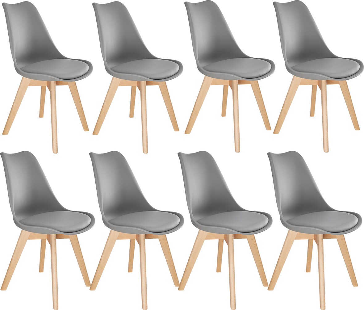 tectake Sillas de comedor FREDERIKKE - Juego de 8 gris/gris