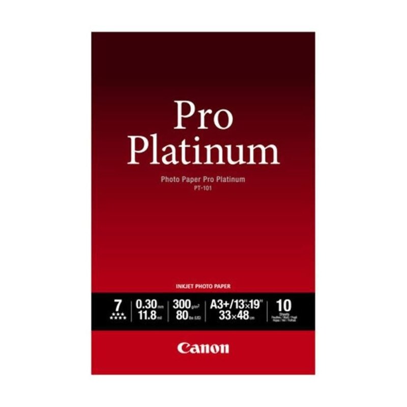 Canon Papier Photo A3 Pt-101 Pro Platinum 300gr 10 Feuilles