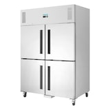 thumbnail of Frigorífico profissional de 2 portas duplas, aço inoxidável, refrigeração por ar, GN2/1, 200 x 134 x 82 cm, com fechadura, 1200L, Polar Série G CW195