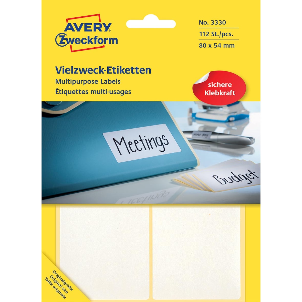 AVERY Zweckform Vielzweck-Etiketten, 80 x 54 mm, weiß, FP