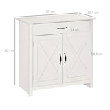 thumbnail of Aparador de Cocina con 1 Cajón 2 Puertas y Estante Interior Ajustable Mueble Auxiliar Decorativo para Comedor Salón 80x39,7x80 cm Blanco Lavado