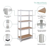 thumbnail of Prateleira de metal galvanizado 180x90x40 cm Armazenamento 5 prateleiras de MDF ajustáveis, montagem sem parafusos The HomeWeeks