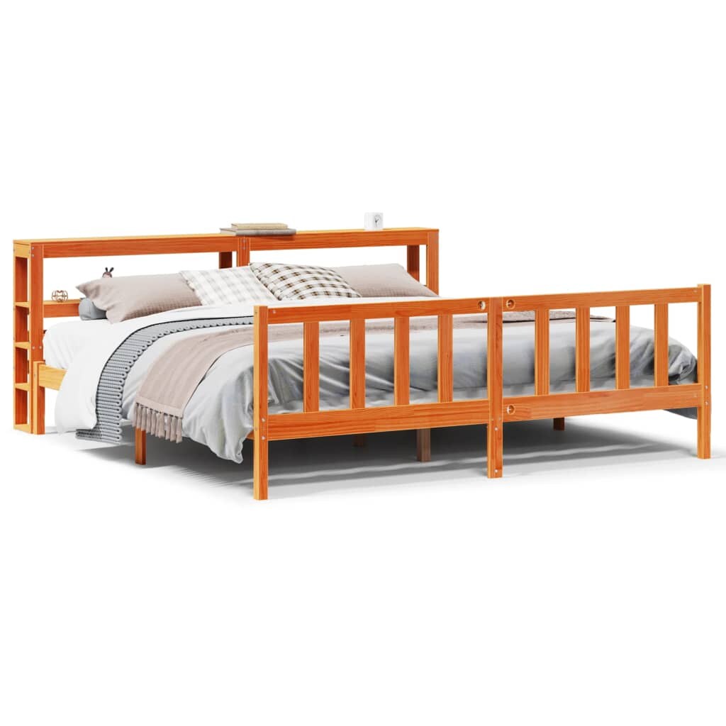 vidaXL Bettgestell mit Kopfteil ohne Matratze Wachsbraun 180x200 cm