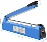 Una selladora térmica azul con palanca.