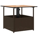thumbnail of vidaXL Tuintafel met parasolgat 55x55x46,5 cm poly rattan bruin