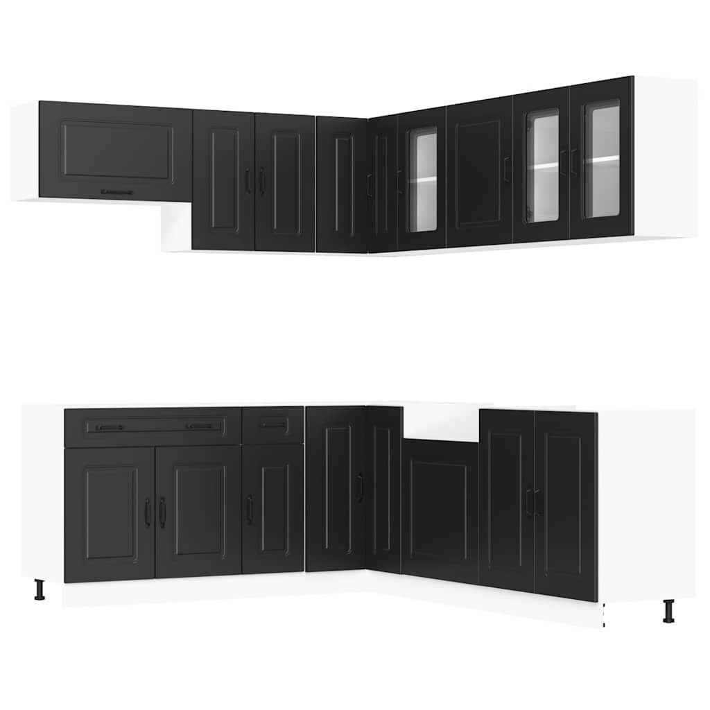 vidaXL 11-tlg. Küchenschrank-Set Kalmar Schwarz Holzwerkstoff