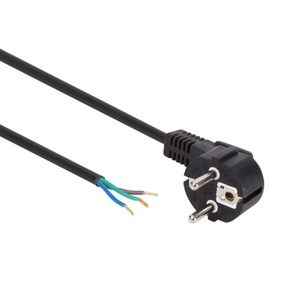 Cable de alimentación - color negro - cee 7/7 90° + cable, extremo desnudo - 1.5 m - h05vv-f 3g0.75 mm²