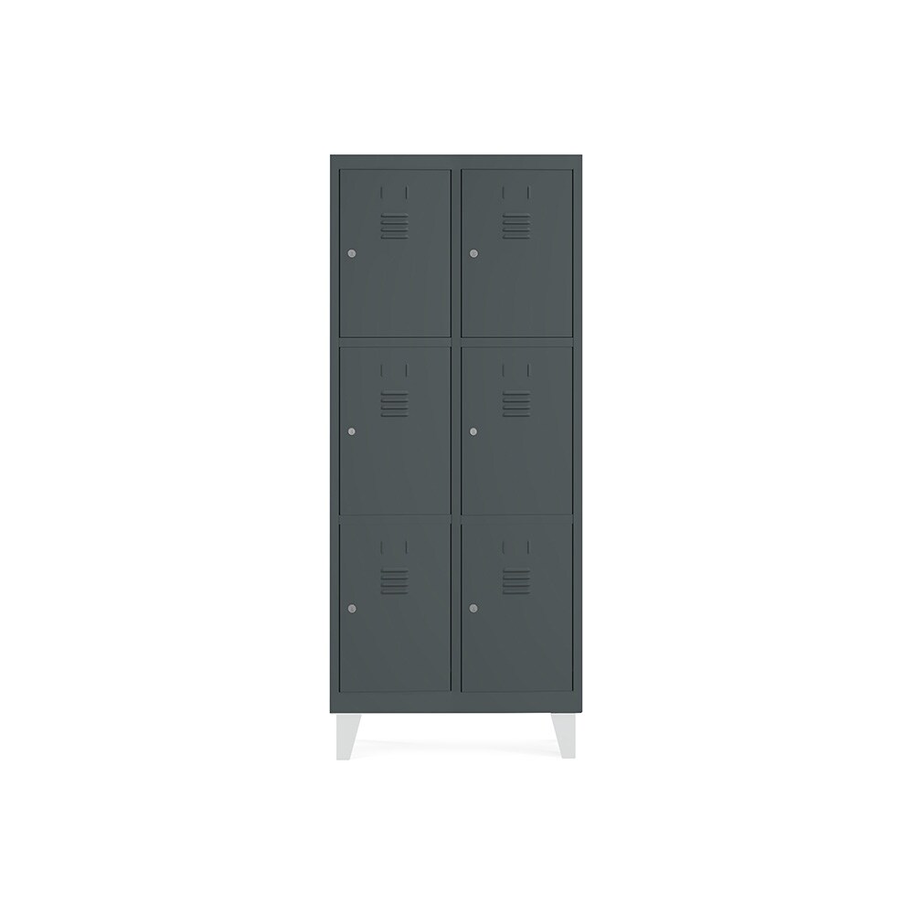 Rocada taquilla soldada 40cm (400mm) 2 módulos 3 puertas cuerpo gris oscuro ral7016 + puertas gris oscuro ral7016