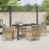 thumbnail of vidaXL 5-teiliges Garten-Esszimmer-Set mit Kissen in Beige aus Poly-Rattan