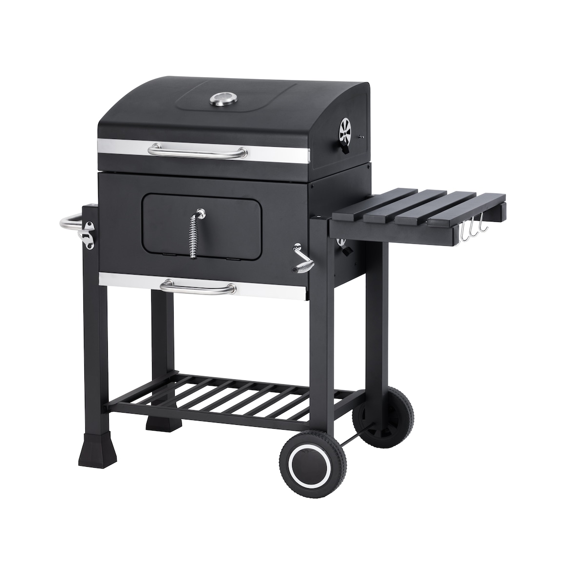 Tarrington House Holzkohlegrill Memphis, Grillfläche 41.7 x 57 cm, Ablagetische, Deckel mit Thermometer, fahrbar, Stahl, schwarz