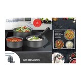 thumbnail of Batterie De Cuisine Arthur Martin Am777gm Set De 3 Casseroles - Gris Mat 16-18-20 Cm + 1 Poignée Amovible - Tous Feux Dont Indu