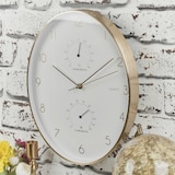 thumbnail of WellHome - Relógio de parede de alumínio com detalhes dourados, termômetro e higrômetro 34,5x27,1 cm