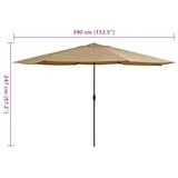 thumbnail of vidaXL Parasol met metalen paal 390 cm taupe