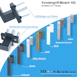 thumbnail of Aluminium Fenstergriff mit Druckknopf Kinderschutz Rasterolive Griff Silber