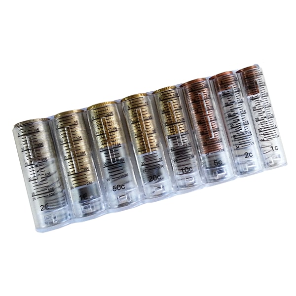 Monepass Monnayeur Distributeur de Monnaie EURO Transparent et Gradué (de 1cts à 2 €) / Eurobar_T