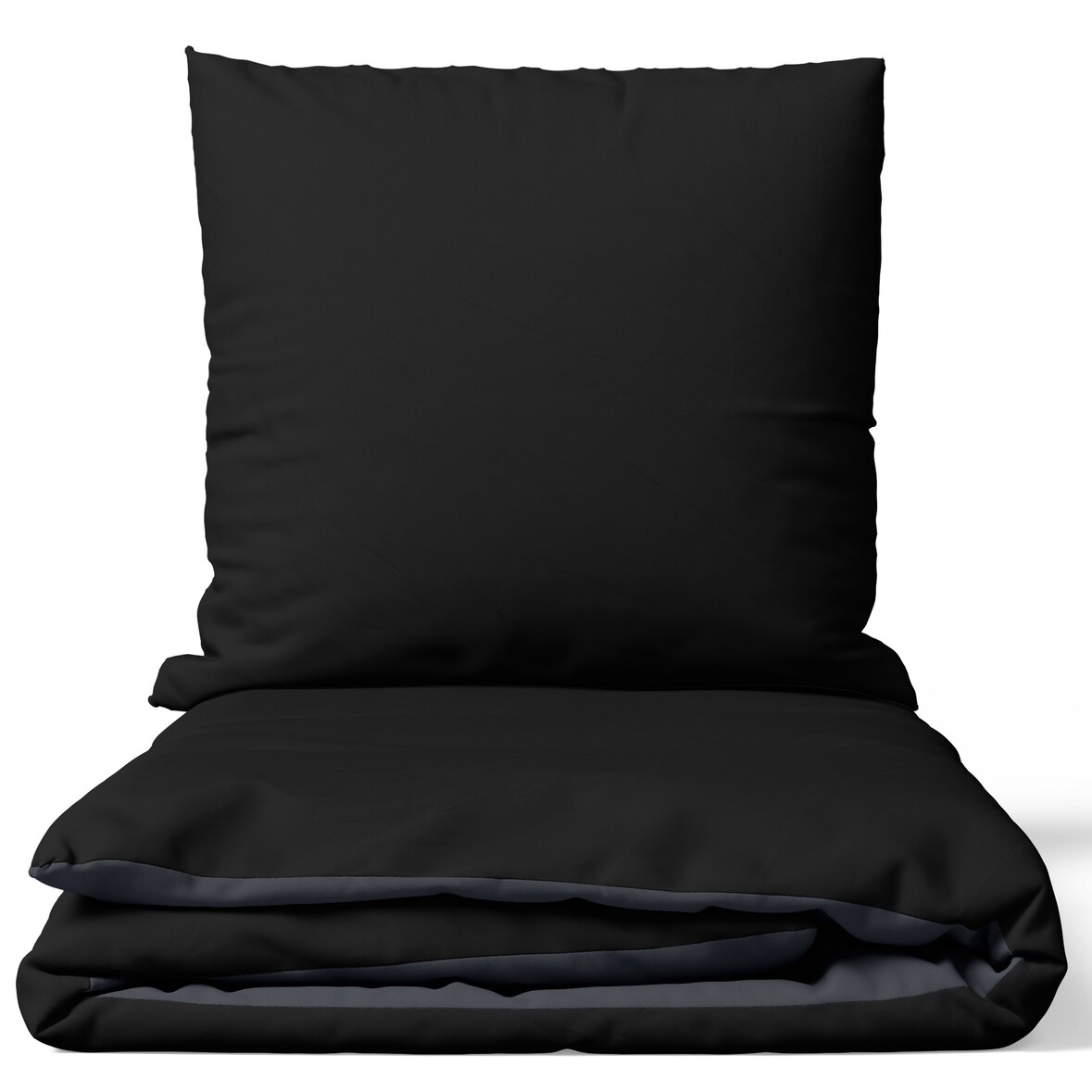 Baumwolle Bettwäsche Biber 155x220 cm Feinbiber Schwarz Anthrazit Wendeseite Uni Set