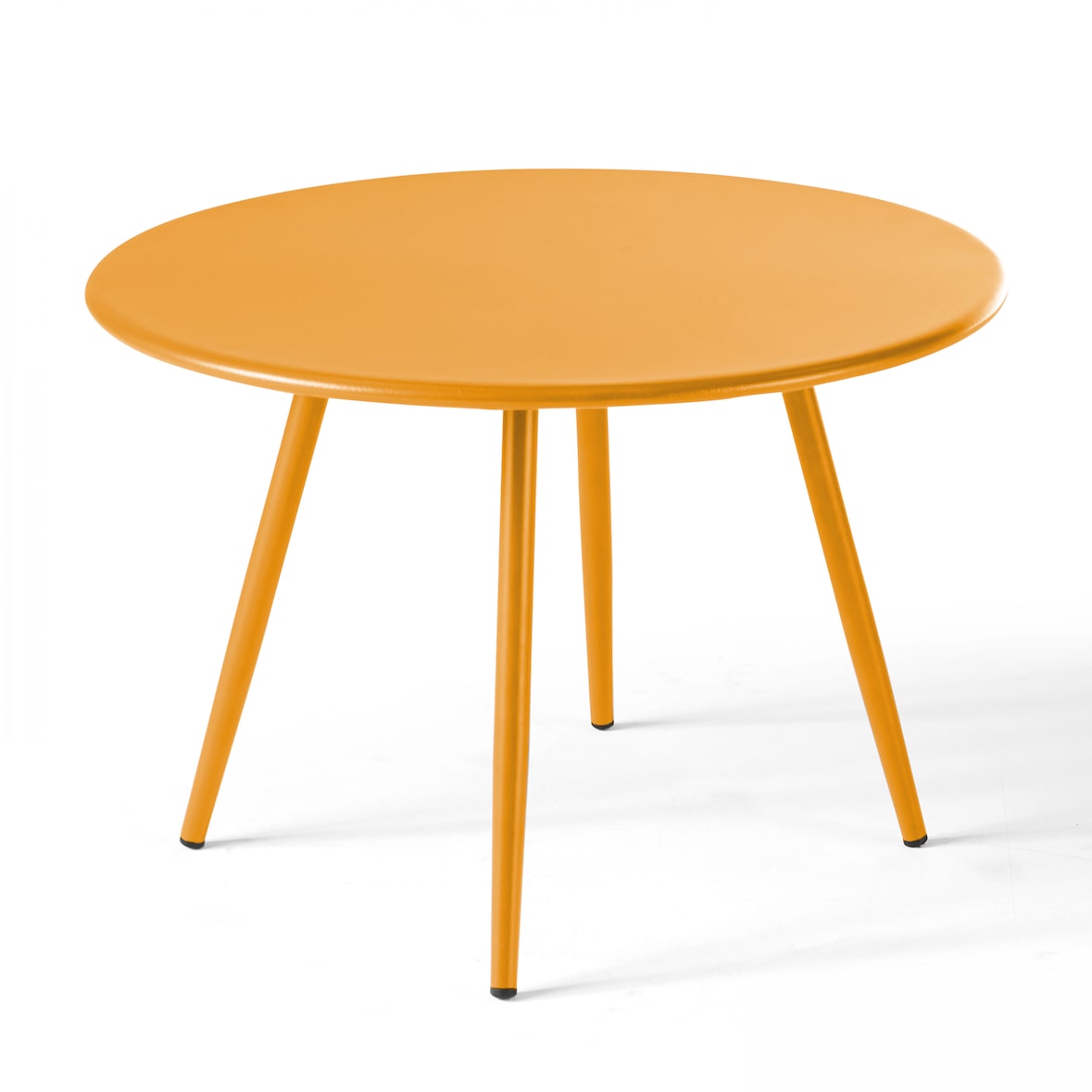 Table basse de terrasse ronde en métal jaune 40 cm