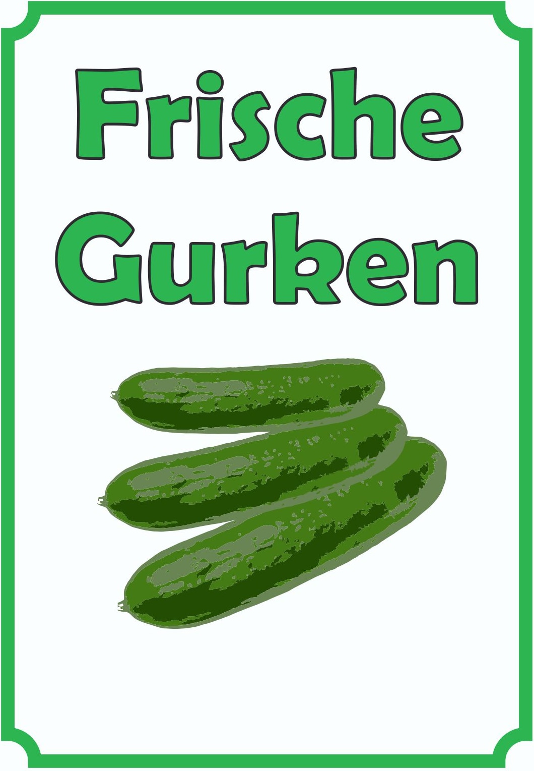 Frische Gurken Schild Hochkant A1 Rückseite selbstklebend