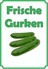 thumbnail of Frische Gurken Schild Hochkant A1 Rückseite selbstklebend