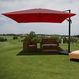 thumbnail of Gastronomie-Ampelschirm HWC-A96, Sonnenschirm 3x3m (Ø4,24m) Polyester Alu/Stahl 23kg ~ bordeaux mit Ständer, drehbar