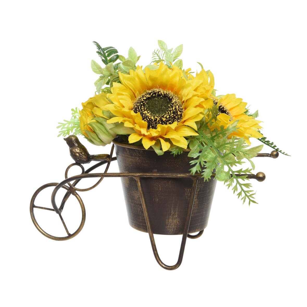 Sonnenblumen im Topf Kunstblumen Topfpflanze Dekoblumen H: 23cm gelb