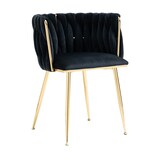 thumbnail of Polsterstuhl 56x42x74 cm Samt Schwarz 2er Set mit goldfarbenen Metallbeinen gepolsterter Rückenlehne vielseitig als Esszimmer und Relaxstuhl