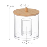 thumbnail of Relaxdays Wattestäbchen-Behälter, Kunststoff, mit Bambusdeckel, Organizer Wattepads und Wattestäbchen, transparent/natur