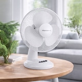 thumbnail of Melchioni Family Ventilador de mesa Ø30 cm, 30 W, 3 velocidades, oscilação, inclinação ajustável, grelha de segurança, branco MF2403T30
