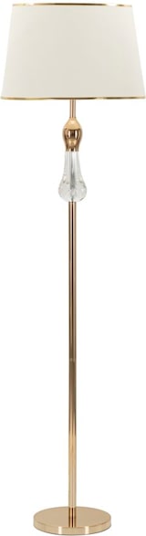 thumbnail of Bratislava Glam Stehlampe 165 cm - Goldfarbene Metall-Stehlampe mit Glasdekorationen und beigefarbenem Lampenschirm - 40 W E27