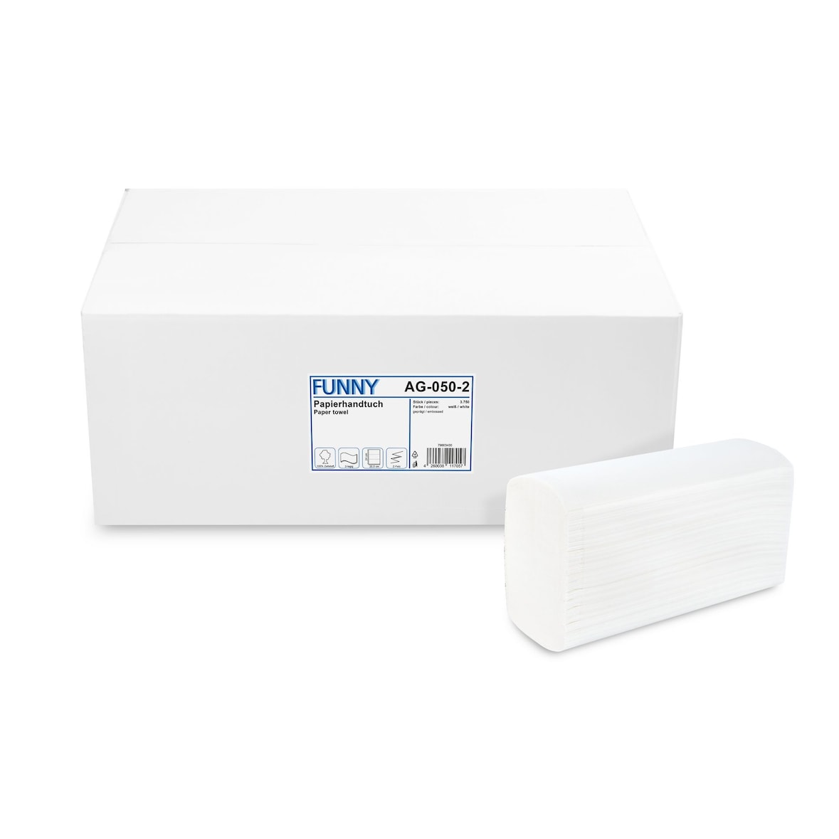 Funny Papierhandtuch 2-lagig Z-Falz, Zellstoff, hochweiß, 3.750 Stk.