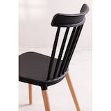 thumbnail of Lot de 4 chaises style scandinave à barreaux modèle POP - Coque en résine noire et pieds en bois