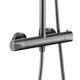 thumbnail of Duschsystem Duschgarnitur Grau gebürstet rund mit Regendusche Handbrause Thermostat und Duschstange